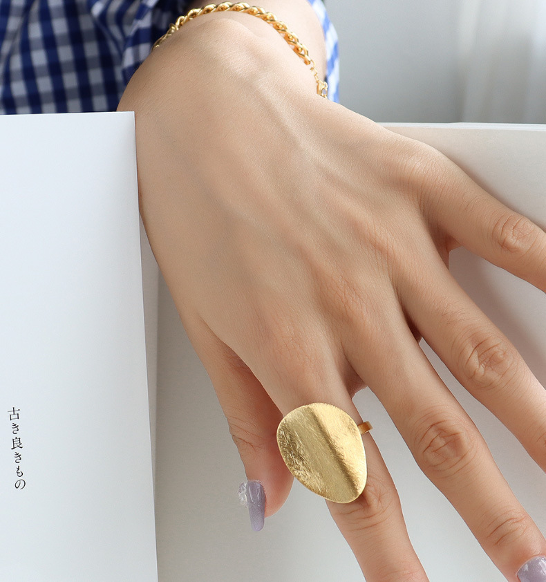 12g Weight 0.03µm-0.05µm Gold Plating Thickness PVD Coated Real Gold Plated 18K Gold Geometric 304 Stainless Steel Retro Waterproof Non Tarnish Rings