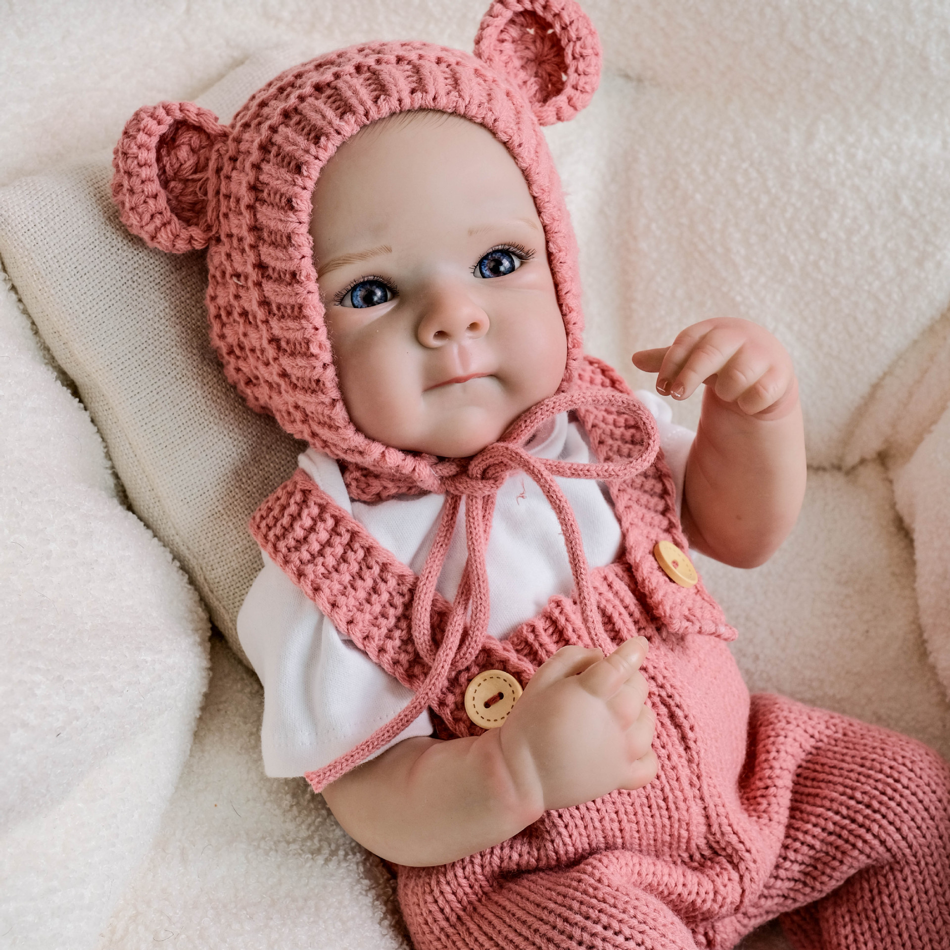 19inch babero de lana rosa Bettie muñeca de simulación hecha a mano para dar regalos navideños a los niños