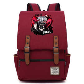 一件代发卡通东京食尸鬼少年学生书包男女休闲皮带扣经典双肩背包