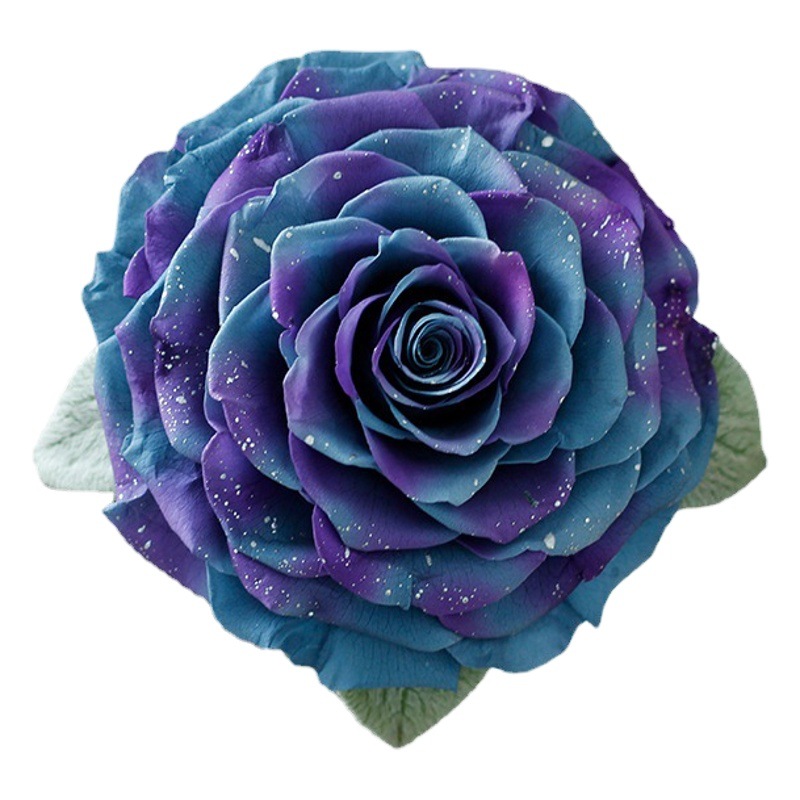 Flor preservada, producto terminado, rosa gigante acrílica, flor real al por mayor, regalo de San Valentín para novia, degradado cielo estrellado