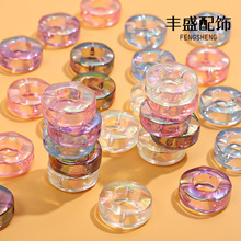 彩色亚克力半透明电镀甜甜圈环 手机链DIY饰品汽车挂件串珠配件