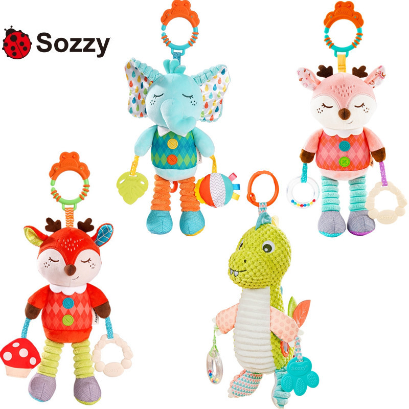 Sozzy recién nacido calmante bebé juguetes 0-1 años bebé coche cama colgante cochecito colgante tire campana juguetes educativos