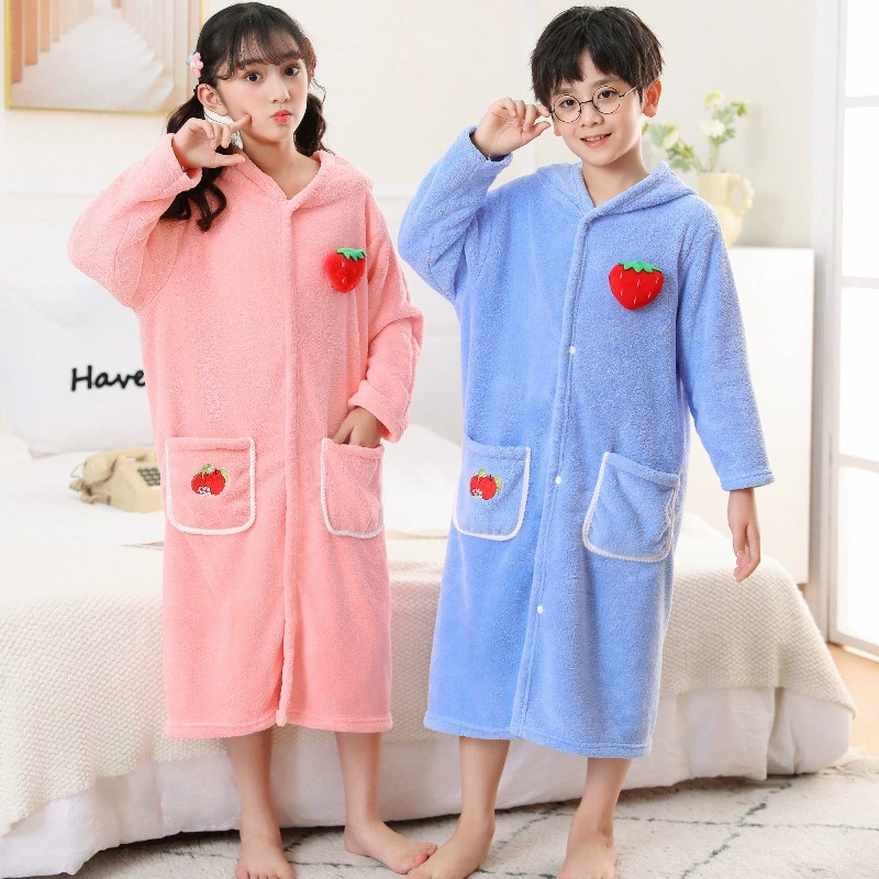Быстрый сухой детский халат с длинными рукавами осенью и зимой толстый с капюшоном накидка халат банное полотенце для мальчиков и девочек