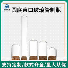 30mm直口圆底管制瓶透明高硼硅玻璃瓶子木塞虫草粉末试管瓶漂流瓶