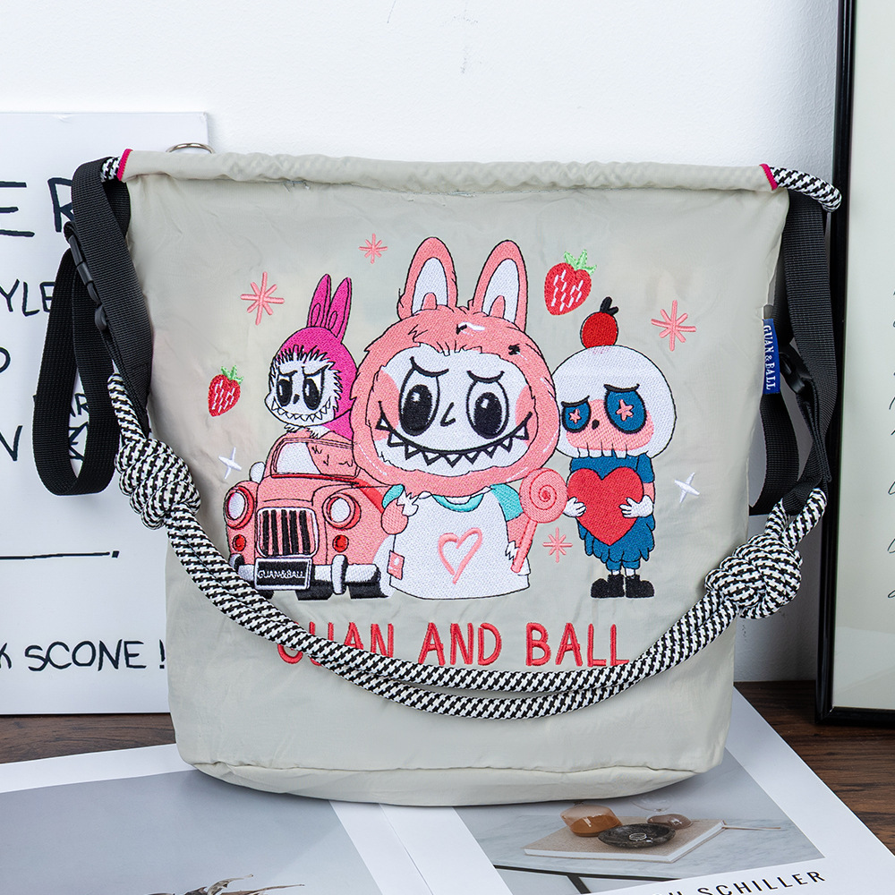 [ジッパーバケットバッグ]新しい調節可能なファッショナブルな刺繍ショッピングバッグ、多用途、軽量、ポータブルショルダークロスボディバッグ、トレンディ