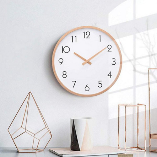 E-commerce cross-border solid wood silent scanning minimalist design literary clock Nordic wooden clock wooden wall clock