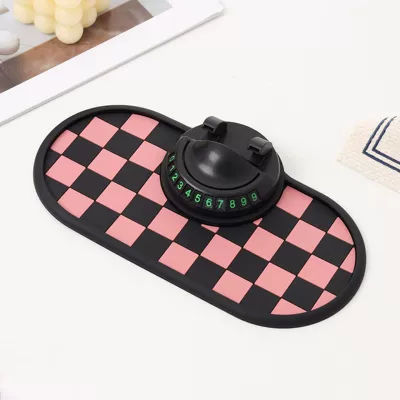 Anti-slip mat Central Control Navigation Bracket Storage - fan-shaped-pink-plaid