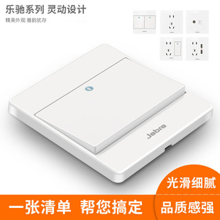 Jethro Switch Socket Type 86 Conceshy White Household One-opening Five-hole Socket with Double Control Switch Porous Panel