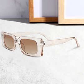 新款欧美跨境小框太阳镜ins爆款时尚潮流琉璃色墨镜女果冻色眼镜