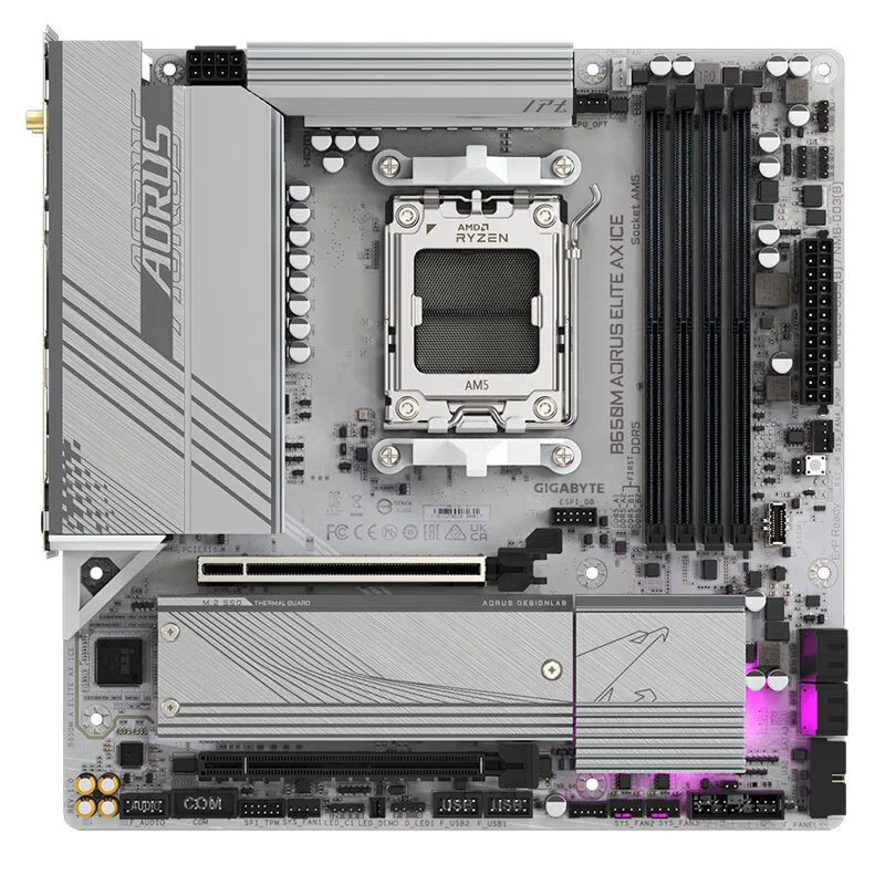 Gigabyte B650M AORUS ELITE AX Ice Carving — материнская плата DDR5 для AM5, совместима с 7600/7800X3D