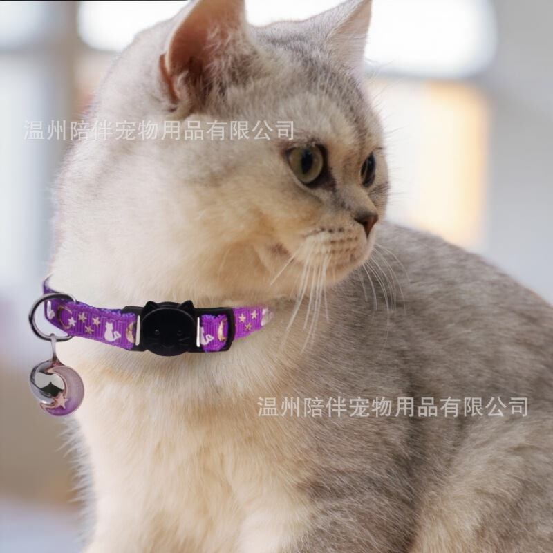 夜光猫项圈猫咪项圈吸光后暗黑条件下发光后猫猫铃铛项圈现货批发|undefined