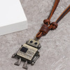 Fashionable accessory, movable robot, leather pendant, necklace, European style, simple and elegant design