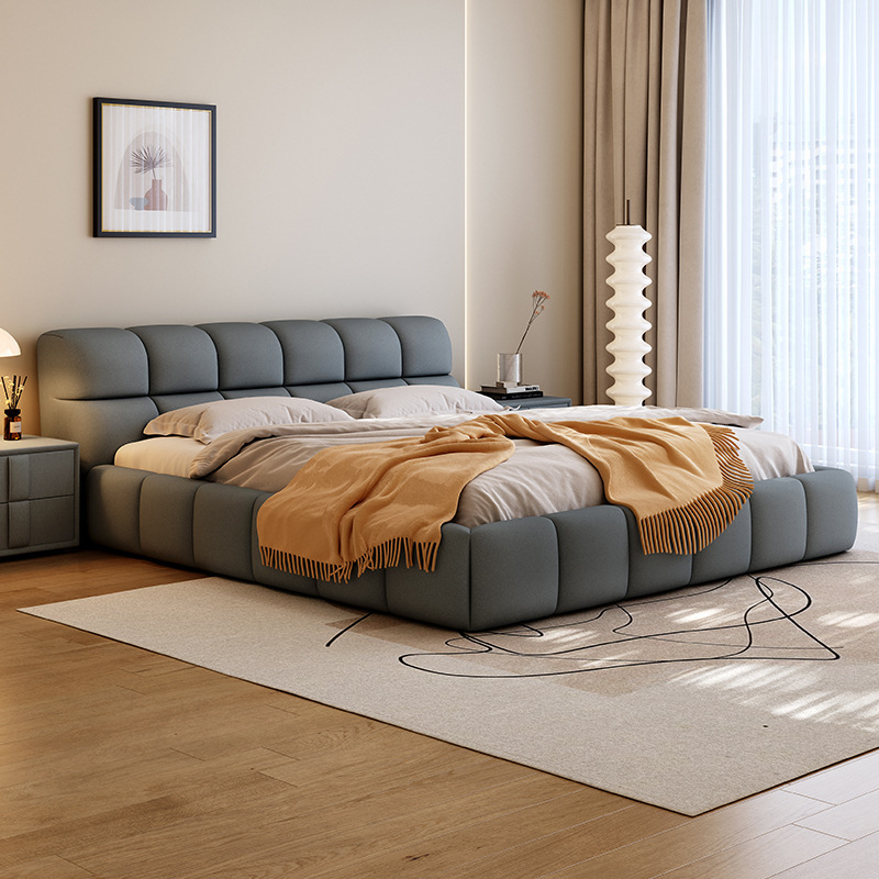 Puff bed Italian minimalist cream style 1.5m fabric bed modern minimalist master bedroom light luxury 1.8m double wedding bed