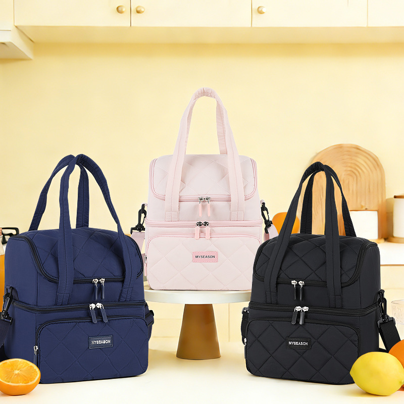 Bolsa de almuerzo transfronteriza de Amazon, bolsa de almuerzo de doble capa, bolsa de aislamiento térmico multifuncional, bolsa de almuerzo portátil para trabajar