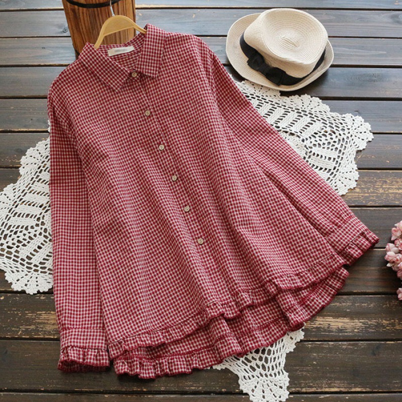 Spring New Japanese Style Loose Cotton Linen Women's plus size Shirt Lotus Leaf Cotton Linen Shirt Women Spring New Japanese Style Loose Cotton Linen Women's plus size Shirt Lotus Leaf Cotton Linen Shirt Women
