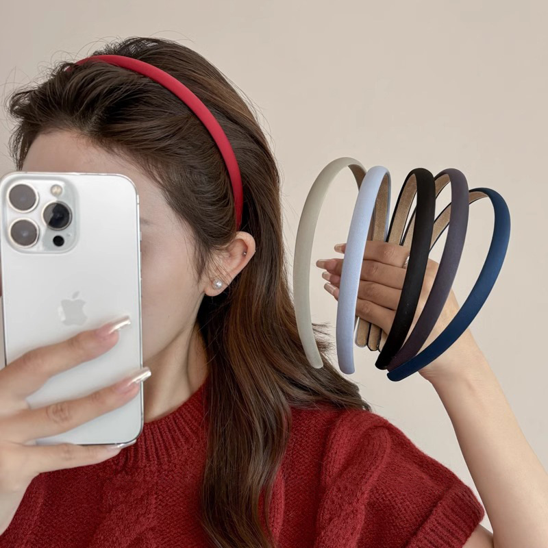 Coreano simple y delgado correa de cabello para mujeres de alto clima craneal presión correa de cabello de cabello de alta calidad para salir con adornos de cabello de color sólido