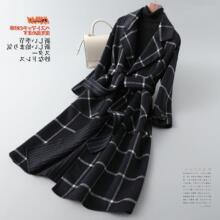 双面呢格子大衣女中长款2024新款秋冬新款韩版双面毛呢子外套女装