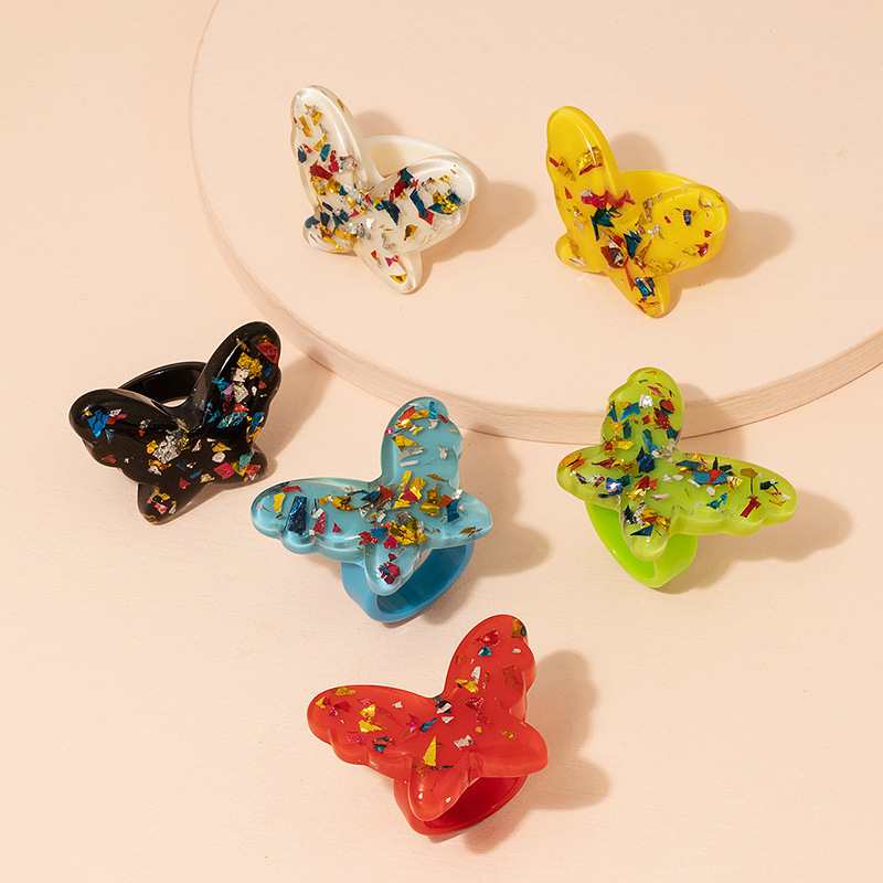 Fashion Butterfly Acrylic Resin Ring display picture 19