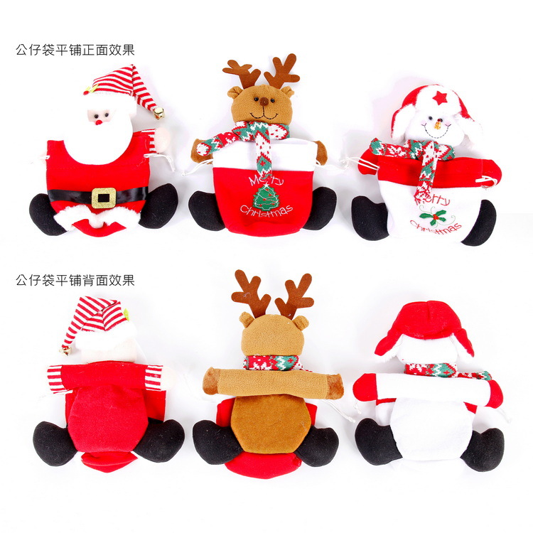 Nueva bolsa de regalo de dibujos animados de Navidad kindergarten niños bolsa de dulces Nochebuena muñeca de Navidad con cordón bolsa de manzana