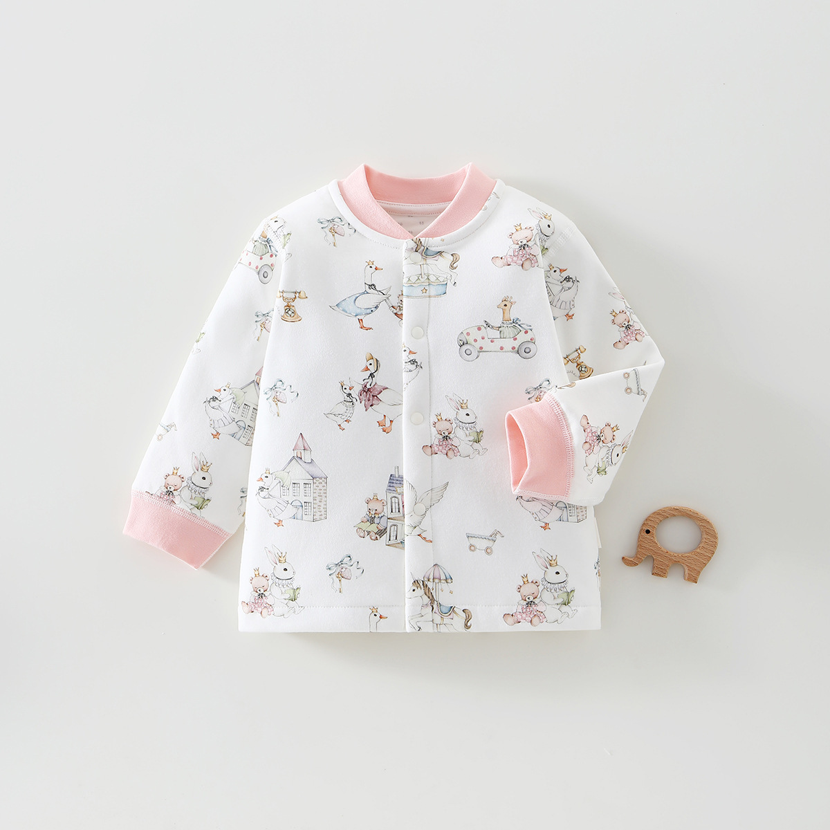 2026 Autumn New 60g Thin Cotton Unisex Baby Outfit with Cartoon Design, Seamless, Double-Opening Style, Warm Outdoor Wear