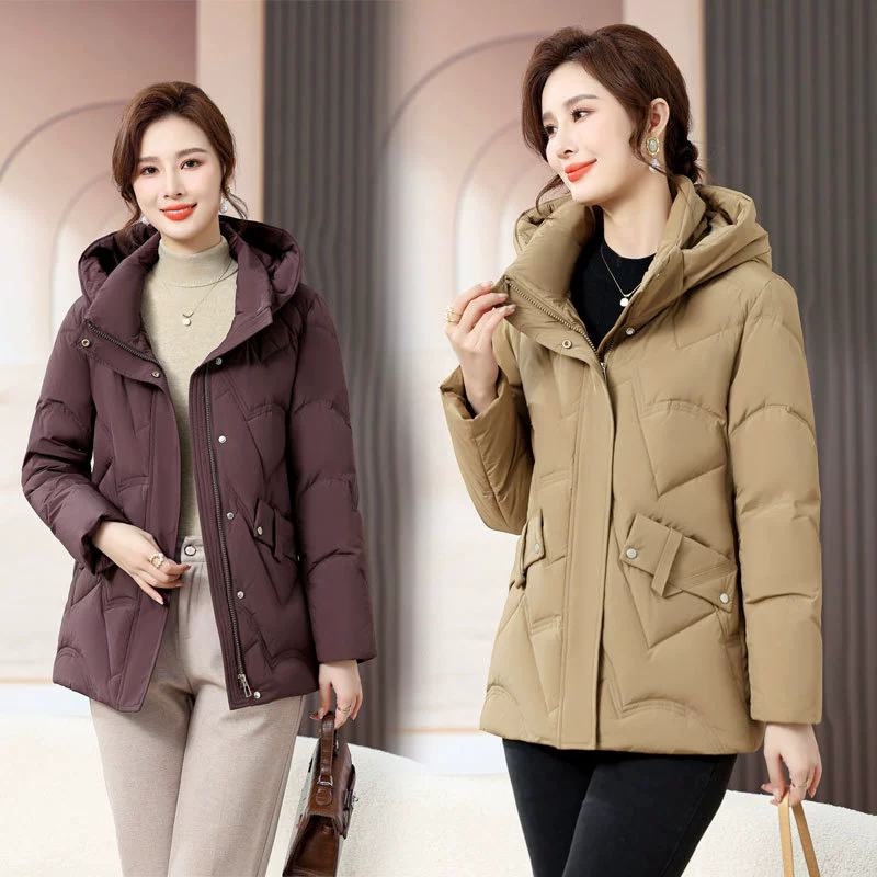 Пуховик для молодых мам, женский осенне-зимний западный стиль 2023, новая зимняя одежда для женщин среднего возраста и пожилых, Модное теплое хлопковое пальто