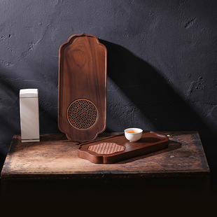 Black Walnut Dried Tea Tray Solid Wood Whole North American Pot Bearing Log Light Luxury Japanese Tea Room Single Small Tray
