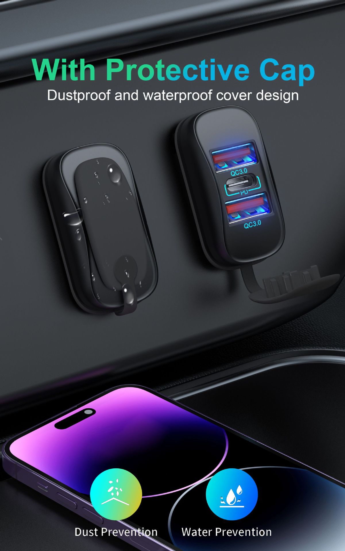 Factory Direct Sales Popular Car and Motorcycle Charging Modified Car Charger USB Boat Type Car Mobile Phone Charger