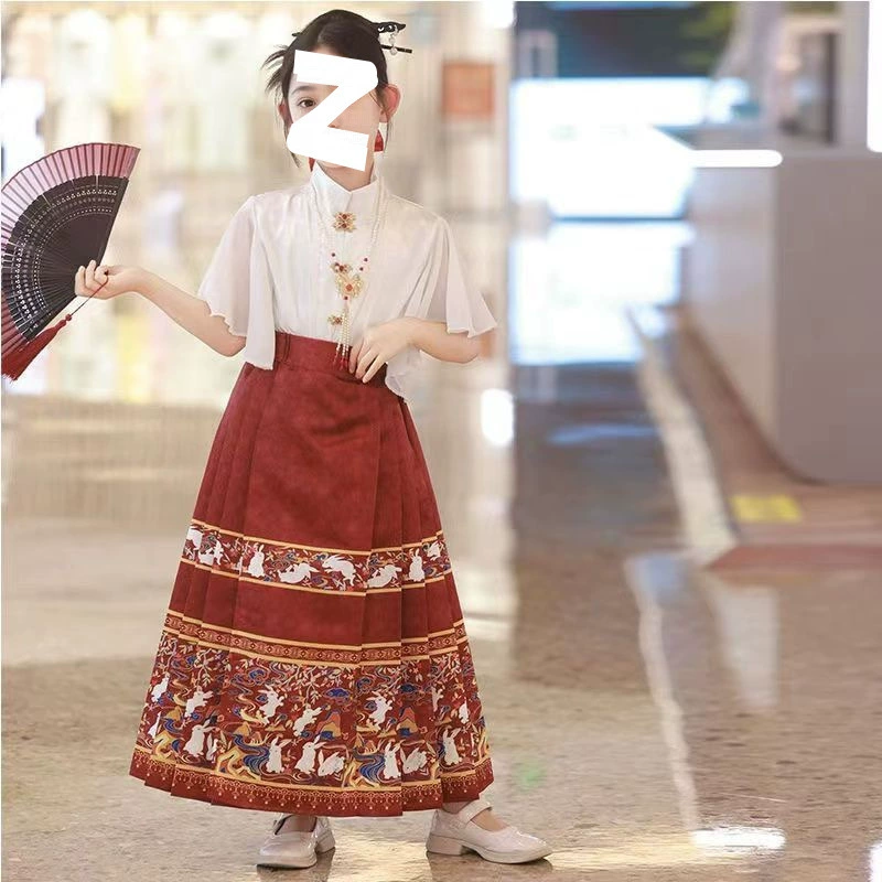 Детская юбка Mamian, улучшенная одежда Hanfu для девочек, весенне-осенне-летняя одежда, детский повседневный костюм Тан в стиле древней династии Мин, древний костюм 2025.