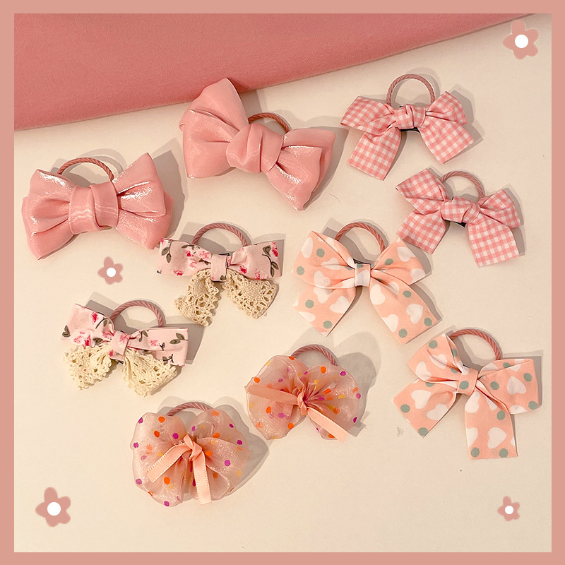 Niños lindos cuerdas de cabello rosa niñas no lastiman cuerdas de cabello de alta elasticidad correa de goma duradera niñas adornos de cabello de cola de caballo