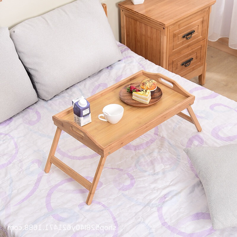 Nanzhu Dormitory Notebook Table Simple Tray Bamboo Tea Tray with Feet Bed Small Folding Dining Table