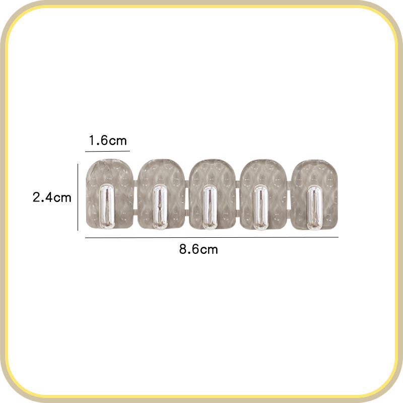 연결형 미니 후크 [투명 회색 - 뒷면 접착 없음] 후크 5개 1열
