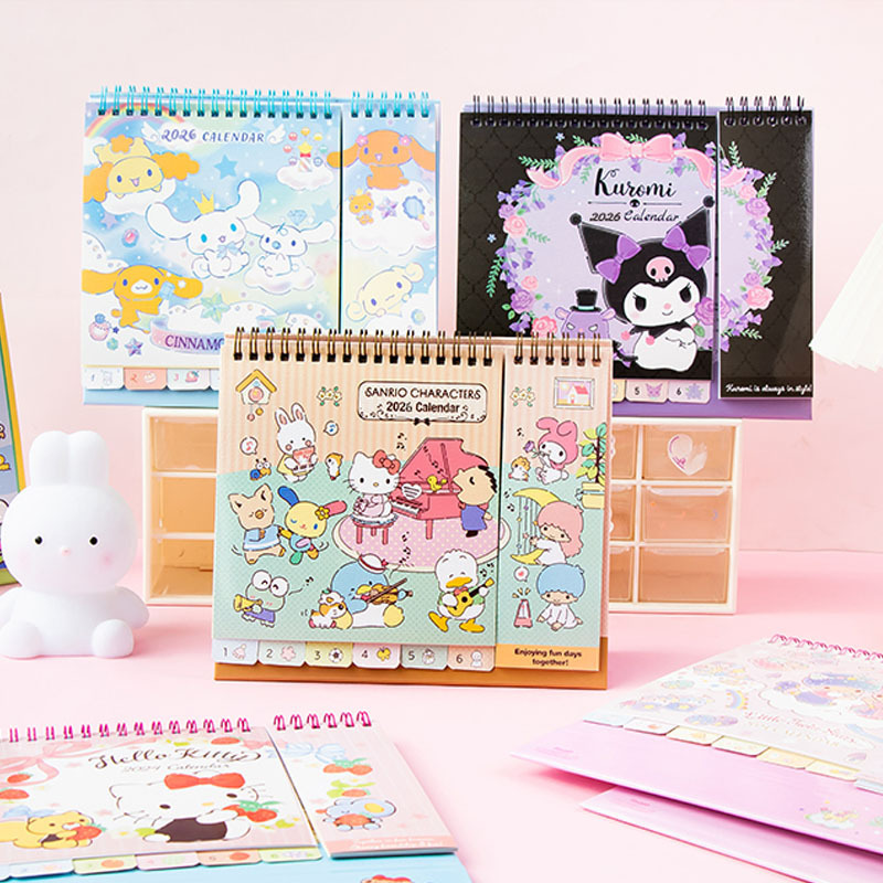 [Hong Kong Holiday Calendar] 2026 New Sanrio High Calendar Desk Calendar Student Office Kuromi Monthly Calendar
