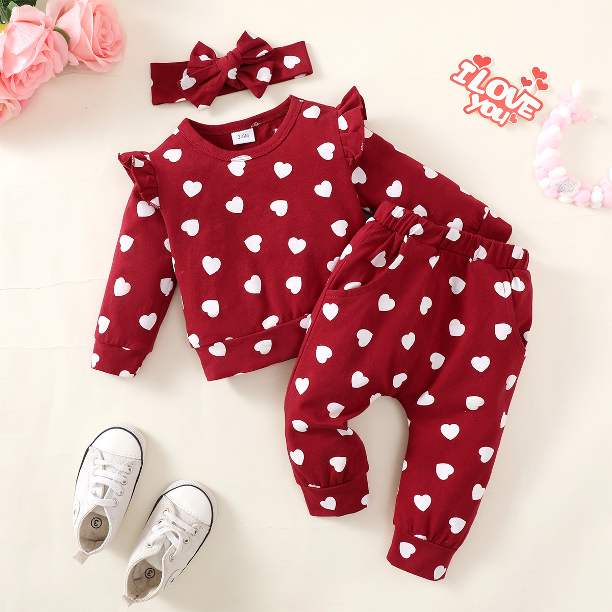 Fashion Heart Shape Cotton Girls Clothing Sets display picture 1