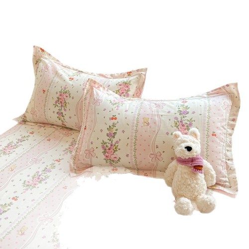 A pair of simple pure cotton pillowcases, 100% cotton pillow cover for adults, unisex, 48cm x 74cm, home use pillowcase set with insert.