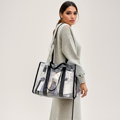 跨境亞馬遜pvc女士單肩斜挎包pvc透明包沙灘包透明收納包 pvc女包