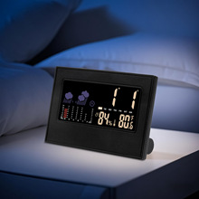 跨境热销彩屏气象钟万年历时钟温度湿度闹钟可插电座钟可挂墙挂钟