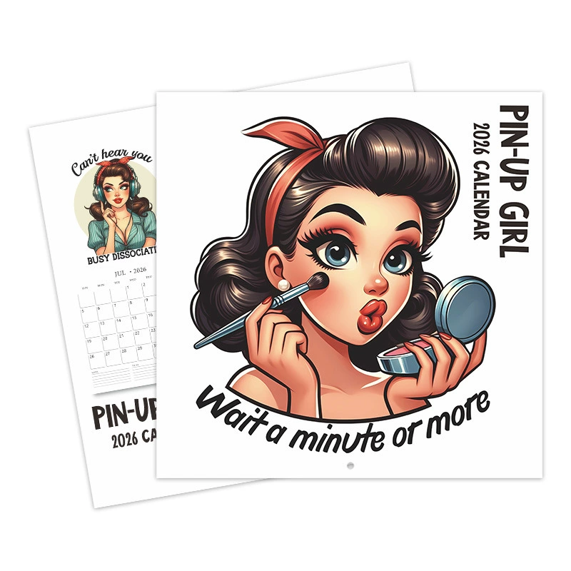 Новый трансграничный продукт Pin-Up Girl-2026 CALENDAR ретро игривый настенный календарь для девочек настенный календарь