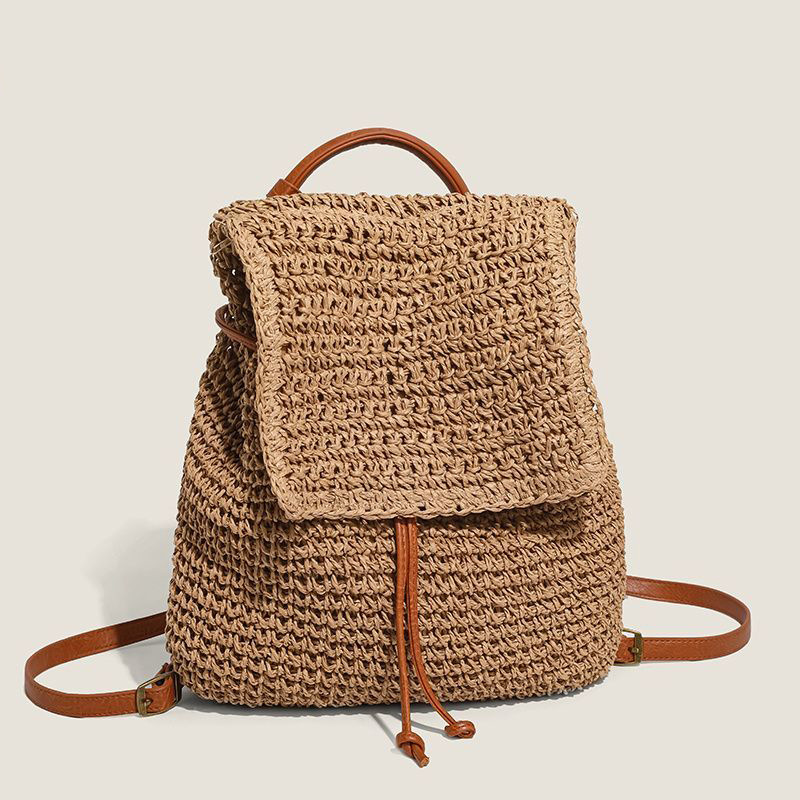 Trending Large Capacity Woven Backpack For Women 2025 New Style Seaside Vacation Beach Straw Bag Travel Backpack - Thumbnail 2