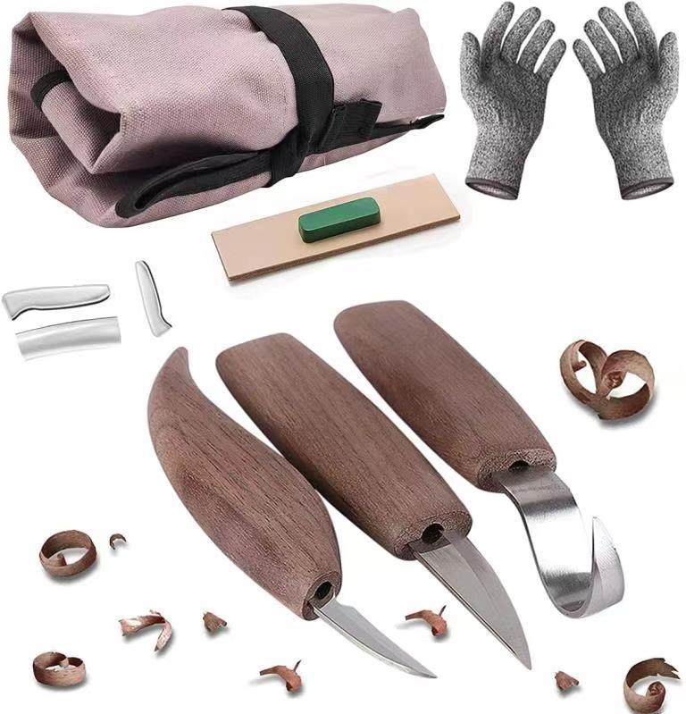 Suministro directo de fábrica DIY herramientas de carpintería manual cuchillo de talla de madera cuchara Placa de excavación cuchillo curvo corte cuchillo de madera cuchillo de corte raspado cuchillo de madera