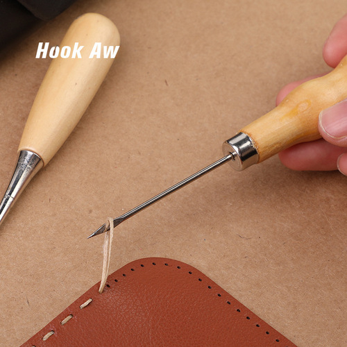 DIY handmade leather tools, round hole gourd wooden handle awl, drillable, handmade Qianmentong positioning tool