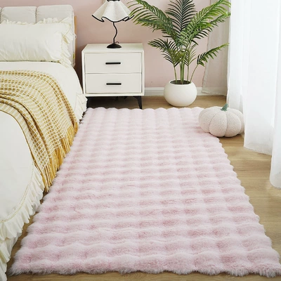 Bubble Velvet Carpet, High-End Bedroom Car Carpet - pink-5080cm