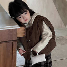 2025秋冬男女马甲外穿童装两色韩版洋气保暖儿童背心坎肩夹棉外套