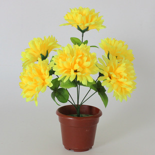Qingming Festival simulation chrysanthemum wholesale 7 dragon tip chrysanthemum sacrifice plastic flower cemetery sacrifice grave sweeping simulation silk flower factory
