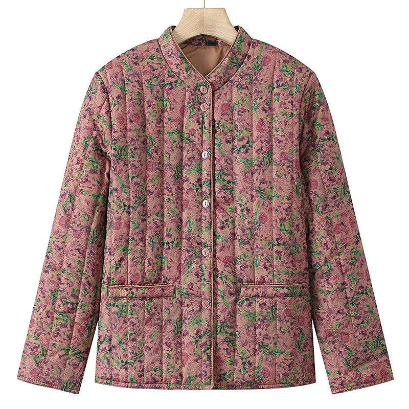 65-80 лет для пожилых женщин с принтом маленькое пальто хлопковое пальто