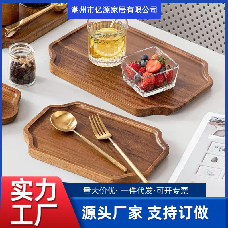 日本製アカシア木製トレイクロスボーダー六角形ディナープレート国民トレンドラウンド八角形ケーキデザート朝食プレートティートレイ|undefined