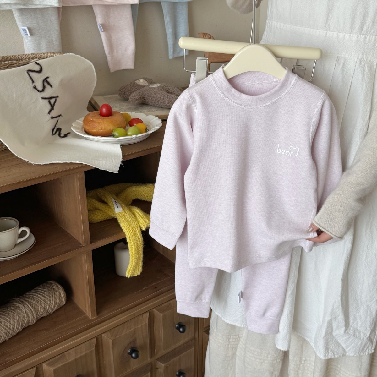 Pajamas infantiles, ropa interior de algodón, chaqueta de otoño, pantalones de otoño, chaqueta de terciopelo, ropa para el hogar sin hueso.