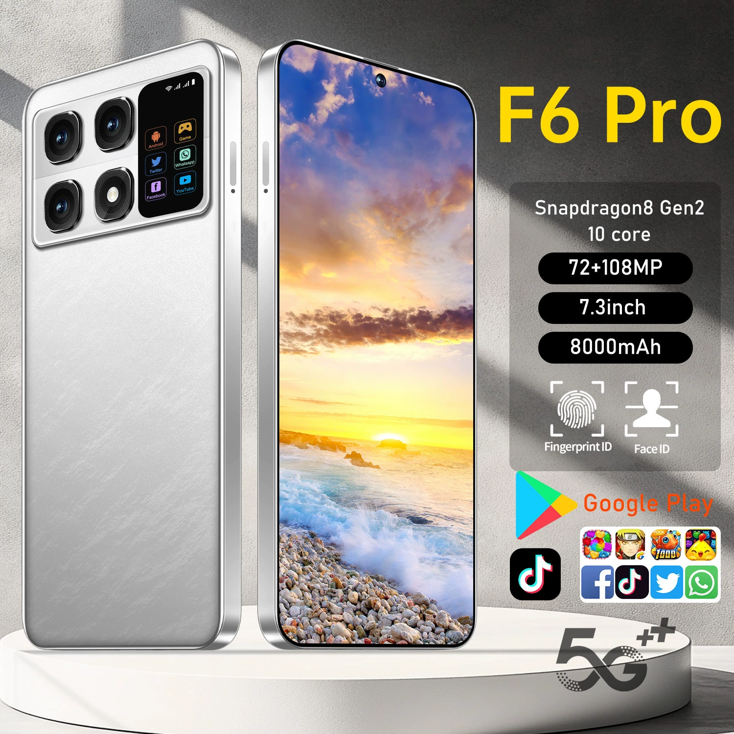 Популярный F6 PRO дополнительный экран кросс-бордер мобильный телефон 16+1ТБ перфорированный экран OZON AliExpress горячая внешняя торговля смартфон