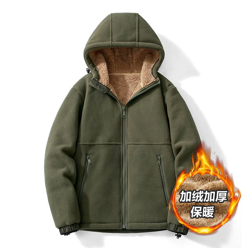 Cross-Border High-Quality Autumn and Winter New Fleece Clothing, Lamb Wool Thickened Jacket, Hooded Cardigan, Large Size Polar Fleece Sweatshirt