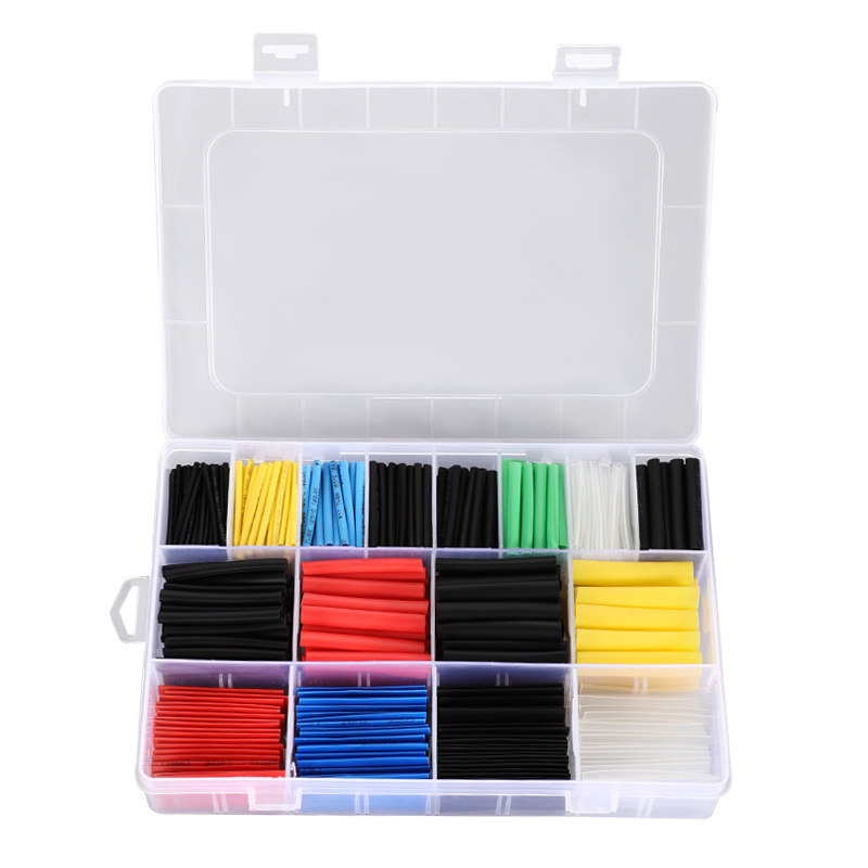 Cable de datos del teléfono móvil tubo termorretráctil caja doméstica 530pcs 3 veces encogimiento engrosamiento aislamiento de bajo voltaje tubo termorretráctil de color