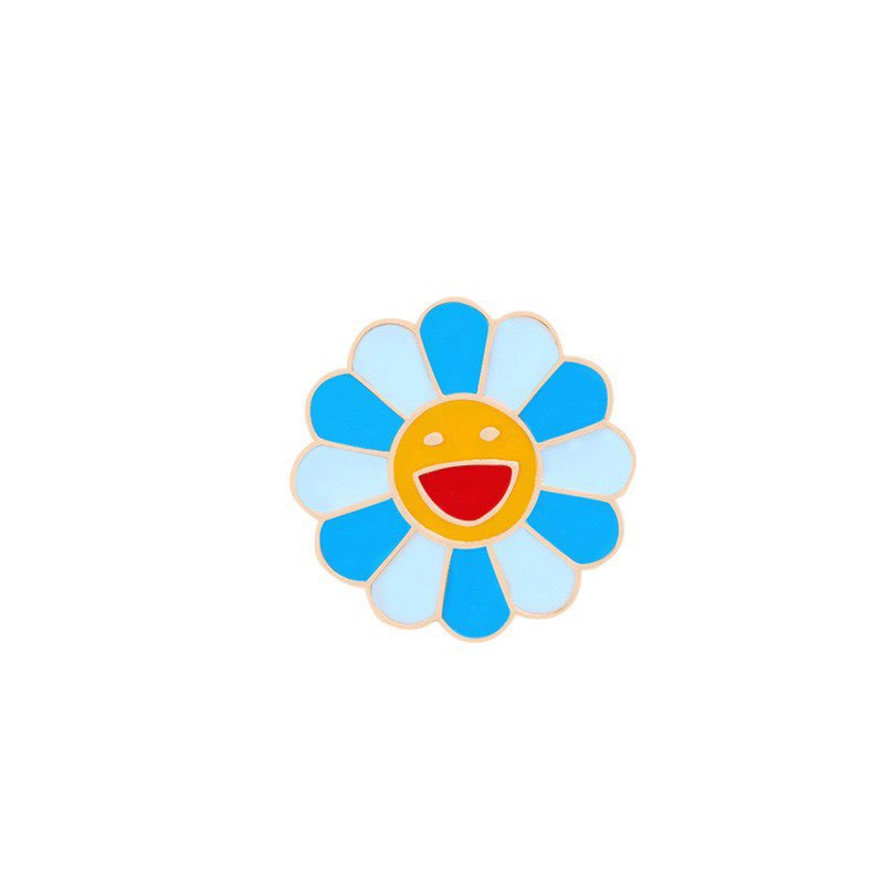 Collar sonriente colorido flores de sol collar broche de dibujos animados accesorios de abrigo anti-luz simple flores de pecho lindos broches